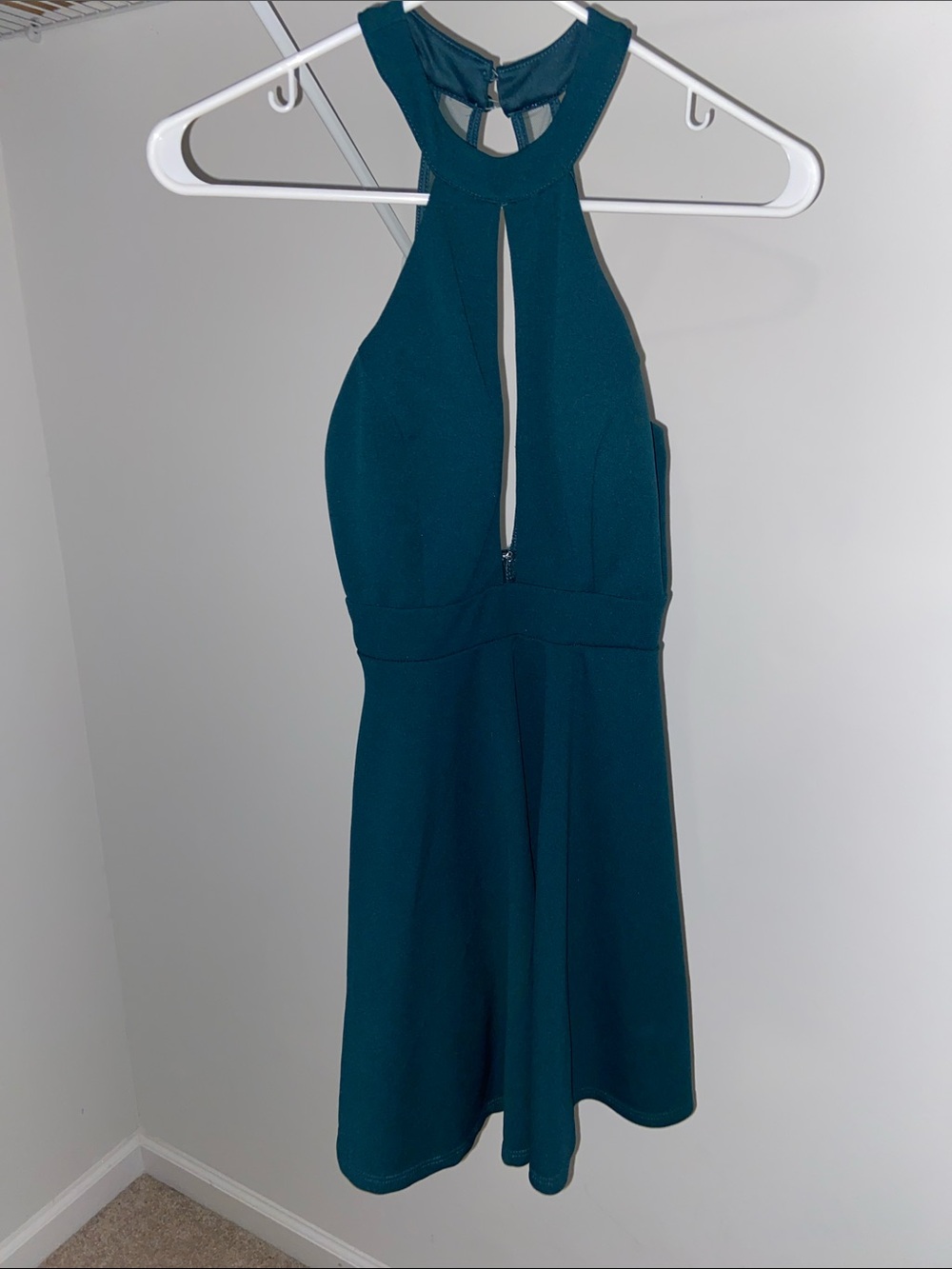 Windsor Teal Halter Mini Dress with Keyhole